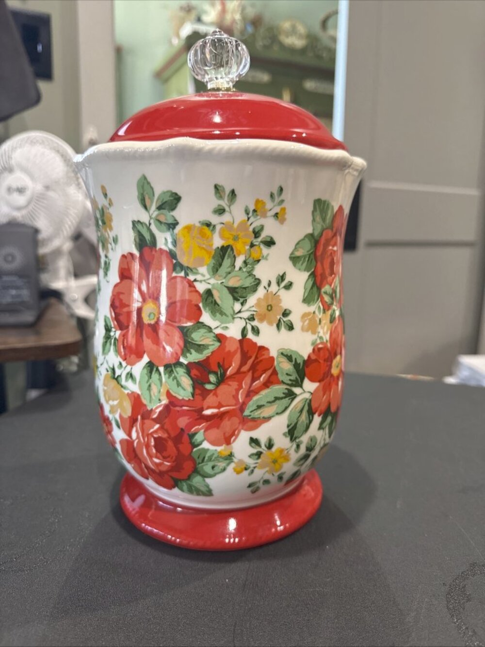 The Pioneer Woman Vintage Floral Canister with Acrylic Knob, 10"